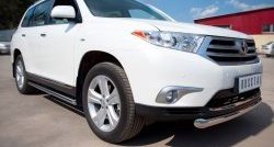 77 999 р. Защита порогов из круглой трубы диаметром 76 мм (рестайлинг) Russtal Toyota Highlander XU40 рестайлинг (2010-2013) (Защита порогов с со скосами на торцах (вариант 1))  с доставкой в г. Пермь. Увеличить фотографию 4