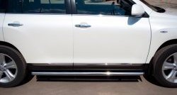 77 999 р. Защита порогов из круглой трубы диаметром 76 мм (рестайлинг) Russtal Toyota Highlander XU40 рестайлинг (2010-2013) (Защита порогов с со скосами на торцах (вариант 1))  с доставкой в г. Пермь. Увеличить фотографию 6