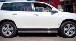 77 999 р. Защита порогов из круглой трубы диаметром 76 мм (рестайлинг) Russtal Toyota Highlander XU40 рестайлинг (2010-2013) (Защита порогов с со скосами на торцах (вариант 1))  с доставкой в г. Пермь. Увеличить фотографию 10