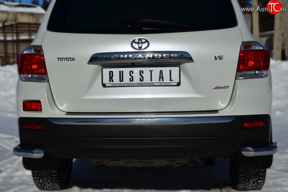 13 949 р. Защита заднего бампера (Ø63 мм уголки, нержавейка) SLITKOFF  Toyota Highlander  XU40 (2010-2013) рестайлинг  с доставкой в г. Пермь