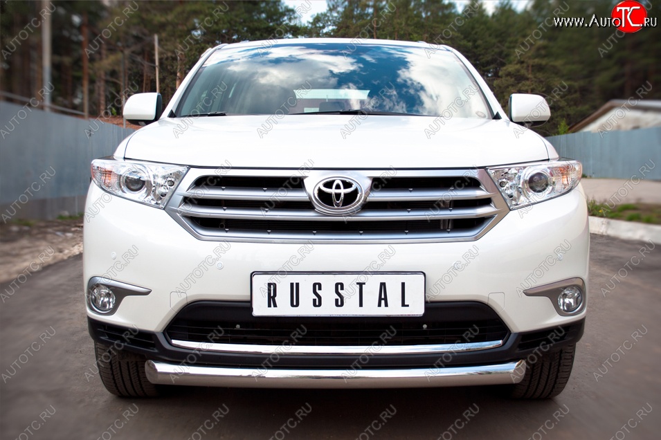17 849 р. Защита переднего бампера (Ø76 мм, нержавейка) SLITKOFF Toyota Highlander XU40 рестайлинг (2010-2013)  с доставкой в г. Пермь