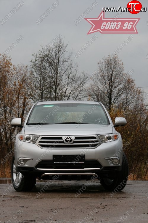 18 269 р. Защита переднего бампера с декоративными элементами Souz-96 (d42) Toyota Highlander XU40 рестайлинг (2010-2013)  с доставкой в г. Пермь
