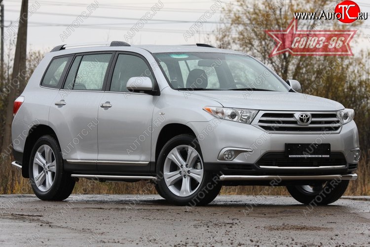 14 399 р. Защита переднего бампера одинарная Souz-96 (d60) Toyota Highlander XU40 рестайлинг (2010-2013)  с доставкой в г. Пермь