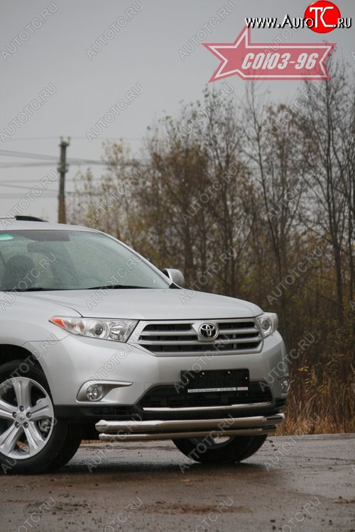 27 629 р. Защита переднего бампера из двух труб (d76х60) SOUZ-96  Toyota Highlander  XU40 (2010-2013) рестайлинг  с доставкой в г. Пермь