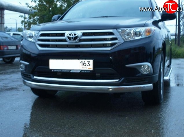 11 499 р. Защита переднего бампера d75x42 мм Металл Дизайн  Toyota Highlander  XU40 (2010-2013) рестайлинг (полированная нержавейка)  с доставкой в г. Пермь