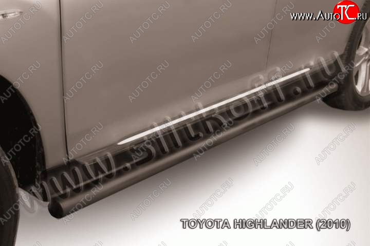 11 949 р. Защита порогов Slitkoff Toyota Highlander XU40 рестайлинг (2010-2013) (Цвет: серебристый)  с доставкой в г. Пермь