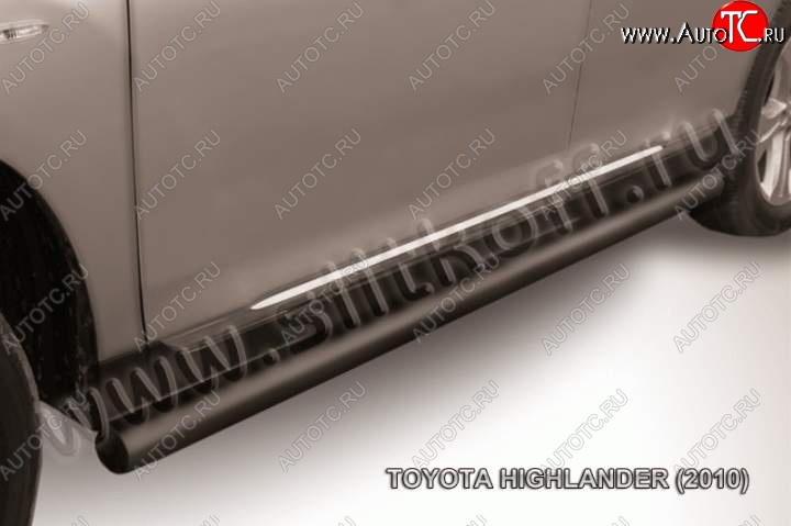 12 999 р. Защита порогов Slitkoff Toyota Highlander XU40 рестайлинг (2010-2013) (Цвет: серебристый)  с доставкой в г. Пермь