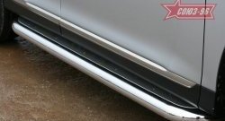 Защита порогов с листом рестайл Souz-96 (d76). Toyota Highlander  XU40 (2010-2013) рестайлинг