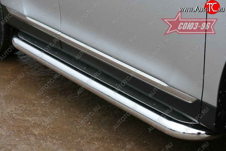 27 989 р. Защита порогов с листом рестайл Souz-96 (d76).  Toyota Highlander  XU40 (2010-2013) рестайлинг  с доставкой в г. Пермь