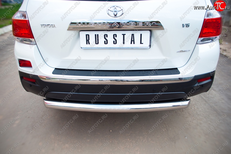 14 799 р. Защита заднего бампера (Ø76 мм, нержавейка) SLITKOFF  Toyota Highlander  XU40 (2010-2013) рестайлинг  с доставкой в г. Пермь