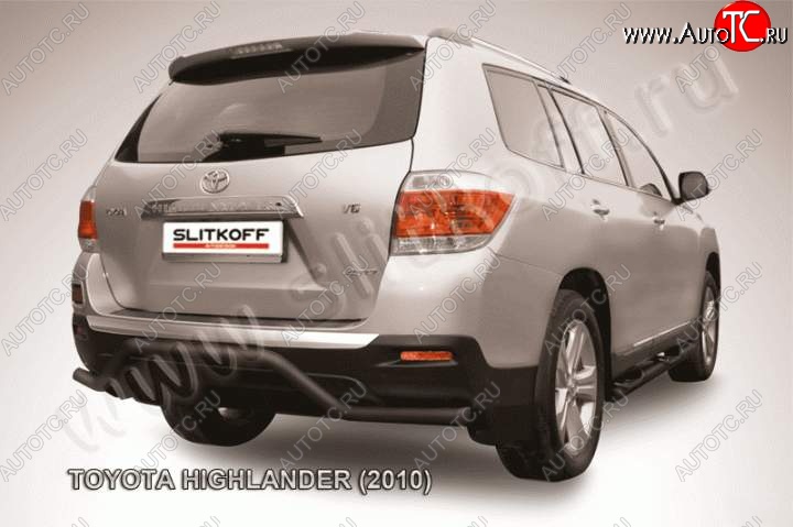 9 099 р. Защита задняя Slitkoff  Toyota Highlander  XU40 (2010-2013) рестайлинг (Цвет: серебристый)  с доставкой в г. Пермь