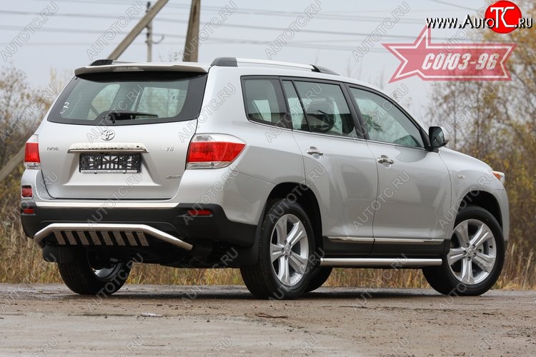 23 309 р. Защита заднего бампера Souz-96 (d60)  Toyota Highlander  XU40 (2010-2013) рестайлинг  с доставкой в г. Пермь