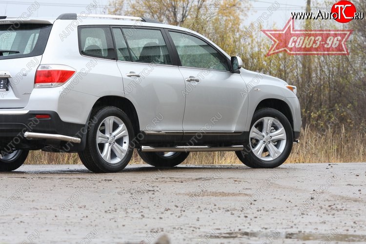 10 259 р. Защита заднего бампера из двух боковых уголков (d60) SOUZ-96  Toyota Highlander  XU40 (2010-2013) рестайлинг  с доставкой в г. Пермь