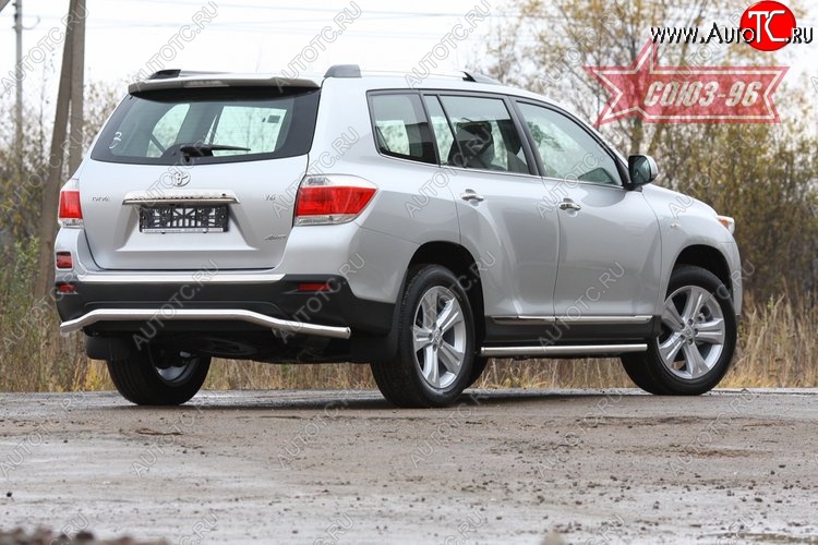 18 539 р. Фигурная защита заднего бампера d60 Souz-96  Toyota Highlander  XU40 (2010-2013) рестайлинг  с доставкой в г. Пермь