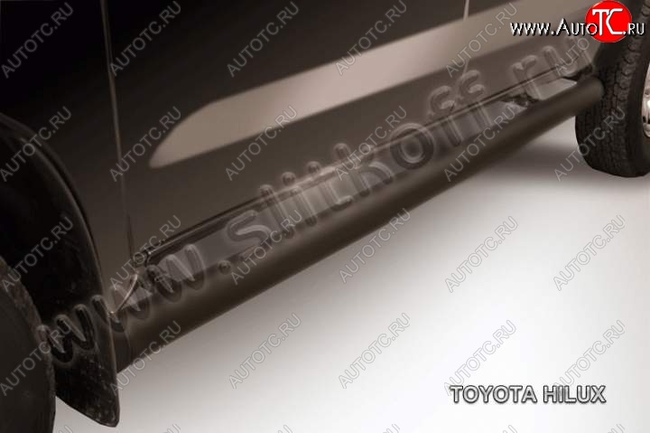 12 999 р. Защита порогов Slitkoff Toyota Hilux AN20,AN30  2-ой рестайлинг (2011-2016) (Цвет: серебристый)  с доставкой в г. Пермь