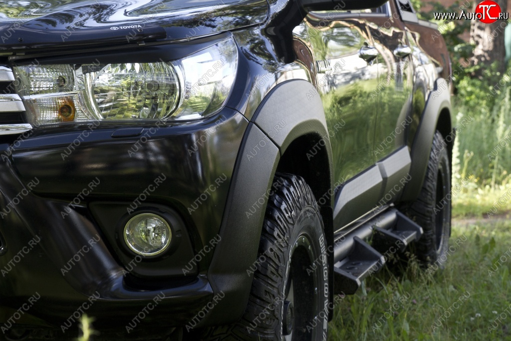 27 549 р. Расширитель арки RA (вылет 25 мм, комплект)  Toyota Hilux  AN120 (2016-2020) дорестайлинг (Поверхность шагрень)  с доставкой в г. Пермь