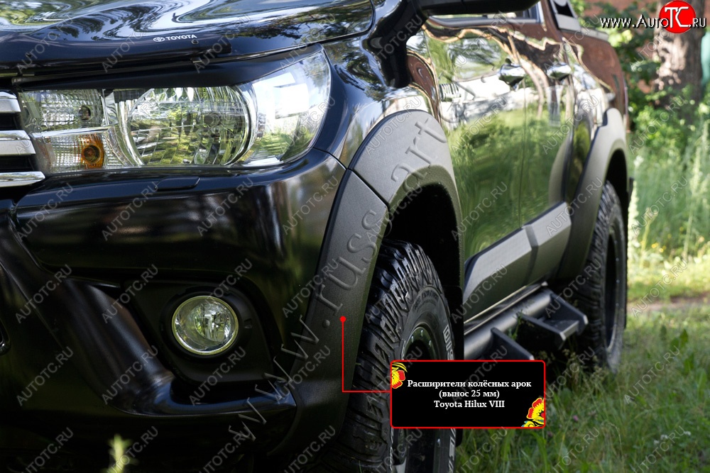27 549 р. Расширитель арки RA (вылет 25 мм, комплект)  Toyota Hilux  AN120 (2016-2020) дорестайлинг (Поверхность глянец (под окраску), Неокрашенный)  с доставкой в г. Пермь
