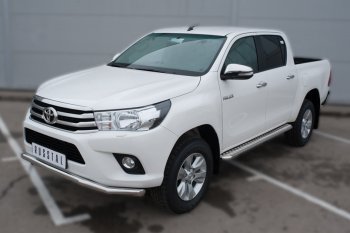 22 999 р. Широкая защита порогов с трубой диаметром 42 мм SLITKOFF v2 Toyota Hilux AN120 дорестайлинг (2016-2020)  с доставкой в г. Пермь. Увеличить фотографию 2