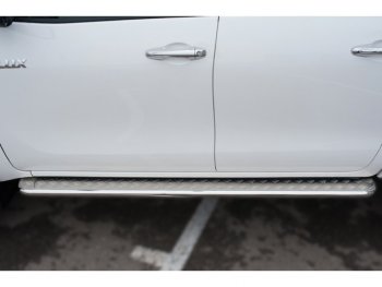 22 999 р. Широкая защита порогов с трубой диаметром 42 мм SLITKOFF v2 Toyota Hilux AN120 дорестайлинг (2016-2020)  с доставкой в г. Пермь. Увеличить фотографию 3