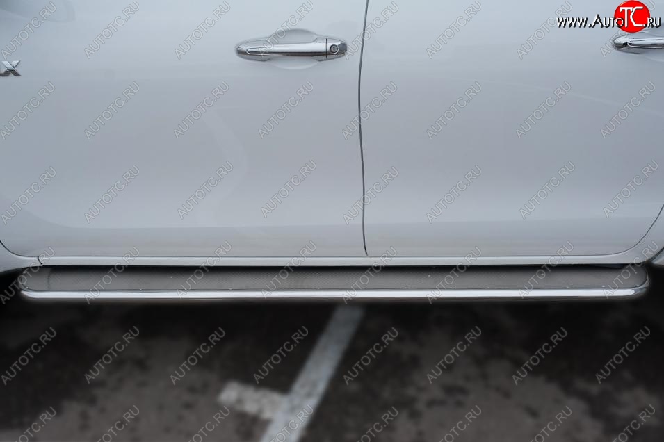 35 549 р. Широкая защита порогов с трубой диаметром 42 мм SLITKOFF v3  Toyota Hilux  AN120 (2016-2020) дорестайлинг  с доставкой в г. Пермь
