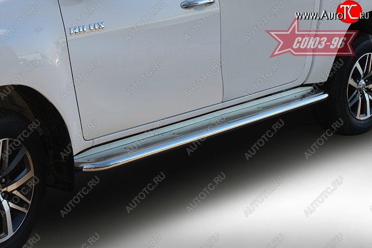 21 689 р. Защита порогов с листом Souz-96 (d60). Toyota Hilux AN120 дорестайлинг (2016-2020)  с доставкой в г. Пермь