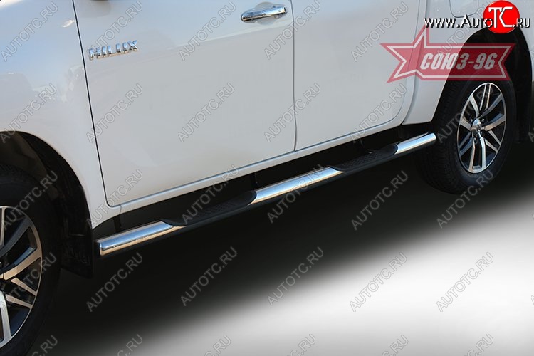 17 369 р. Защита порогов с проступью Souz-96 (d76) Toyota Hilux AN120 дорестайлинг (2016-2020)  с доставкой в г. Пермь