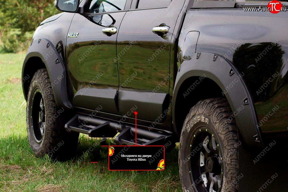 3 499 р. Молдинг двери RA (задний левый) Toyota Hilux AN120 дорестайлинг (2016-2020) (Поверхность глянец под покраску, Неокрашенный)  с доставкой в г. Пермь