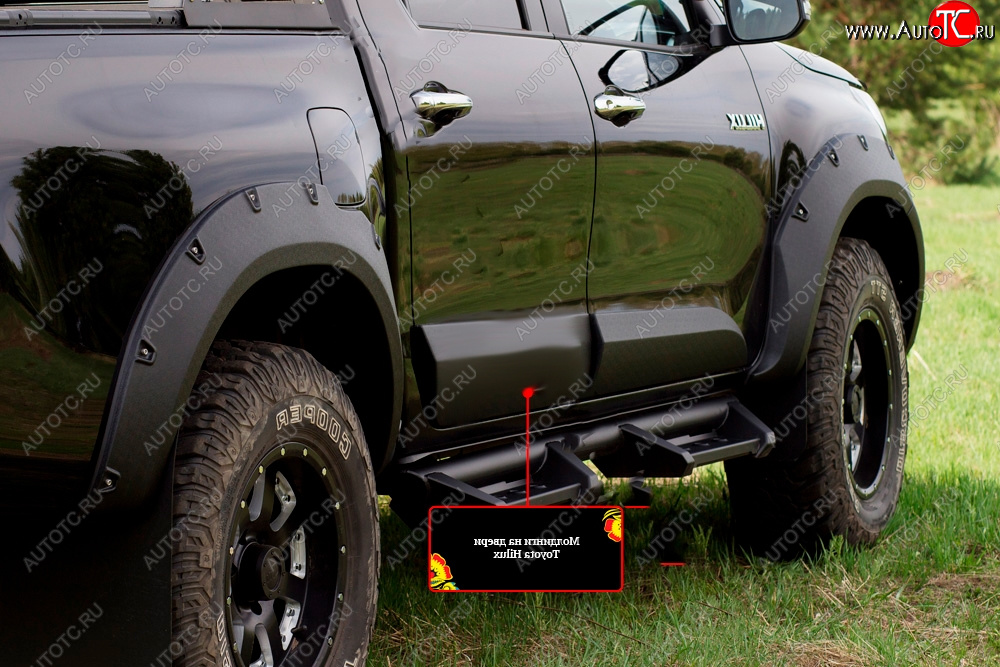3 499 р. Молдинг двери RA (задний правый) Toyota Hilux AN120 дорестайлинг (2016-2020) (Поверхность глянец под покраску, Неокрашенный)  с доставкой в г. Пермь