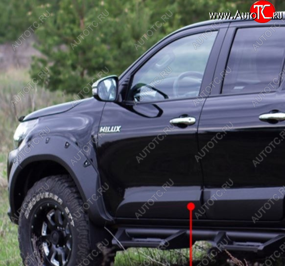 3 499 р. Молдинг двери RA (передний левый) Toyota Hilux AN120 дорестайлинг (2016-2020) (Поверхность глянец под покраску, Неокрашенный)  с доставкой в г. Пермь