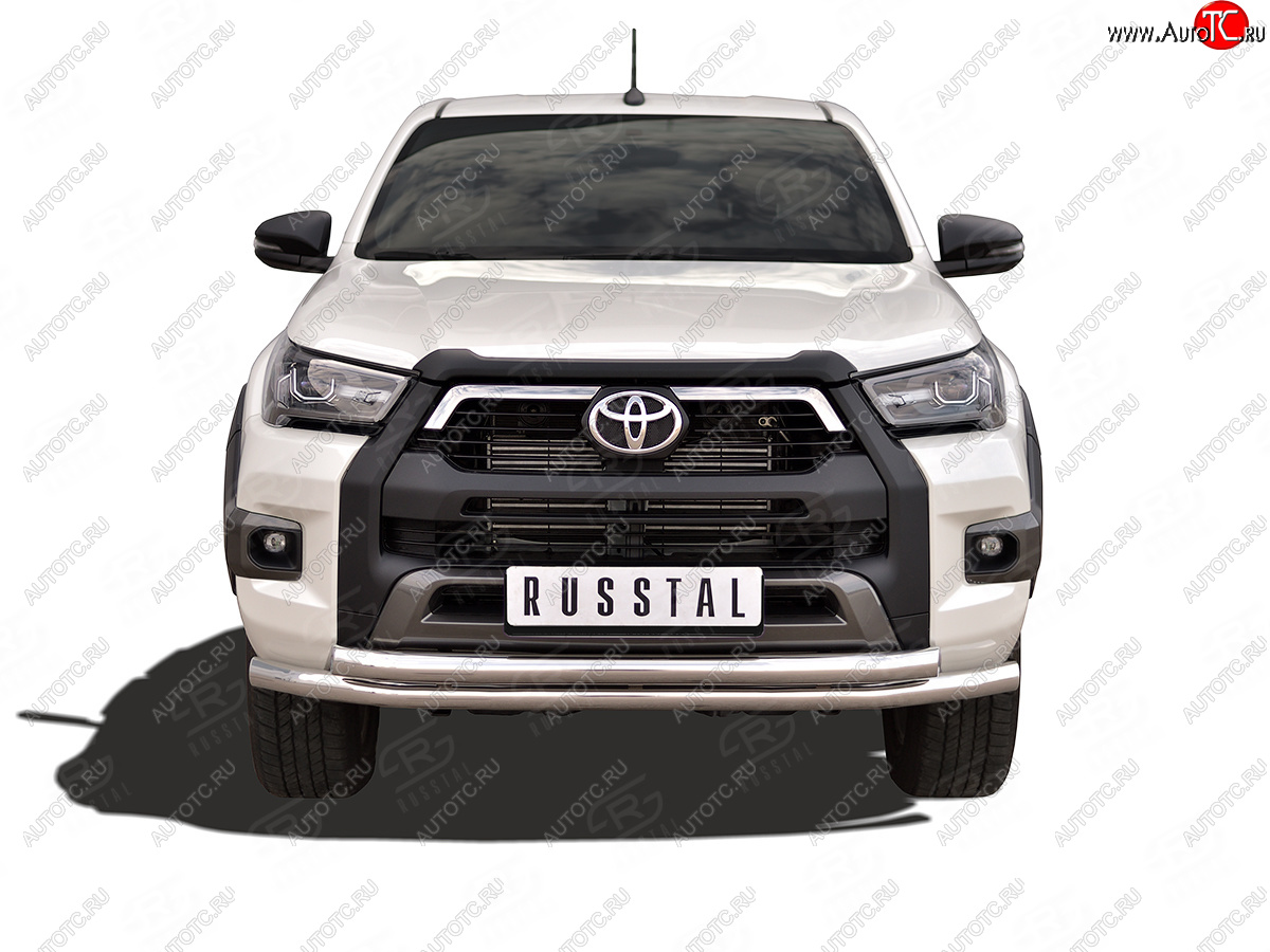 22 299 р. Защита переднего бампера (2 трубы Ø63 мм, нержавейка, BLACK ONYX) SLITKOFF  Toyota Hilux  AN120 (2020-2025) 2-ой рестайлинг  с доставкой в г. Пермь