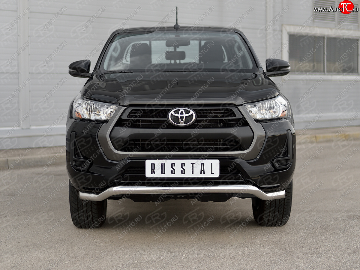 16 899 р. Защита переднего бампера (Ø63 мм волна) SLITKOFF  Toyota Hilux  AN120 (2020-2025) 2-ой рестайлинг (полированная нержавейка)  с доставкой в г. Пермь