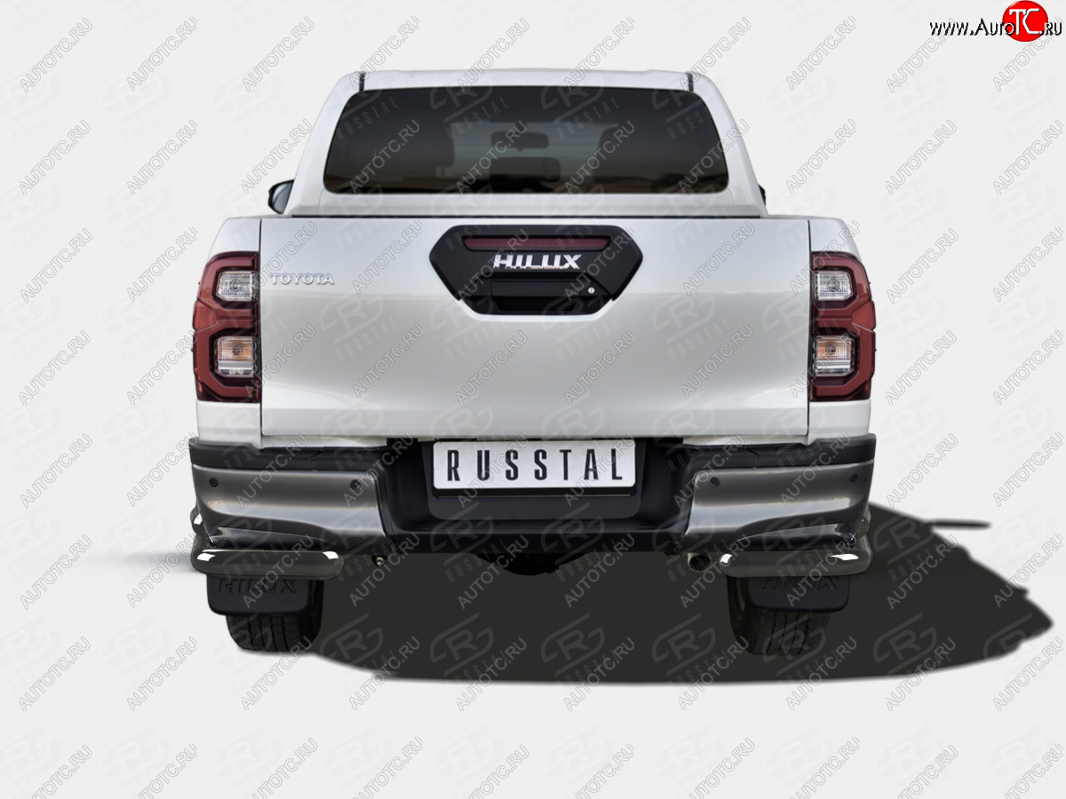 14 299 р. Защита заднего бампера (Ø63 мм, уголки) SLITKOFF  Toyota Hilux  AN120 (2020-2025) 2-ой рестайлинг (нержавейка с полимерным покрытием, черный)  с доставкой в г. Пермь