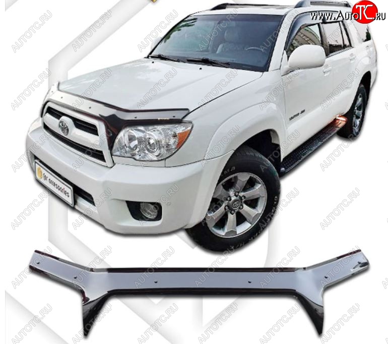 2 599 р. Дефлектор капота (GRN215W, TRN210W, TRN215W) CA-Plastiс  Toyota Hilux Surf  N210 (2005-2009) рестайлинг (Classic черный, Без надписи)  с доставкой в г. Пермь