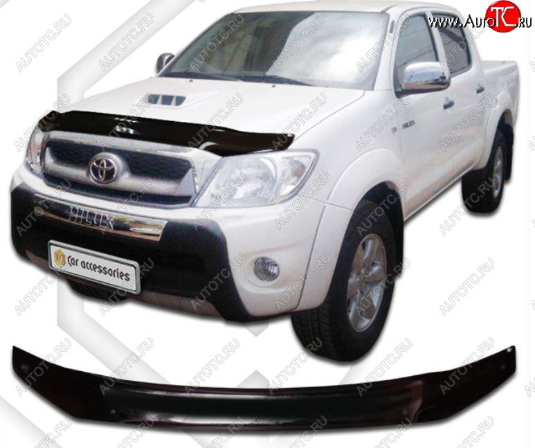 2 099 р. Дефлектор капота CA-Plastic Toyota Hilux AN10,AN20 дорестайлинг (2004-2008) (Classic черный, Без надписи)  с доставкой в г. Пермь