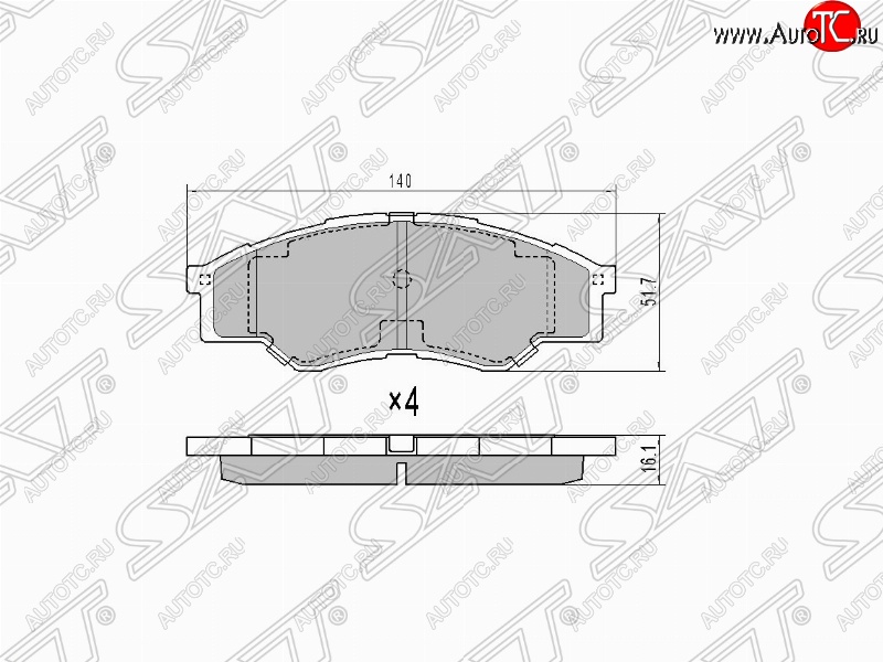 739 р. Колодки тормозные (передние) (короткая база) SAT Toyota Hilux AN10,AN20 дорестайлинг (2004-2008)  с доставкой в г. Пермь
