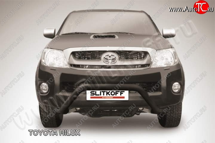 24 849 р. Кенгурятник d76 низкий широкий мини Slitkoff  Toyota Hilux  AN10,AN20 (2008-2011) 1-ый рестайлинг (Цвет: серебристый)  с доставкой в г. Пермь