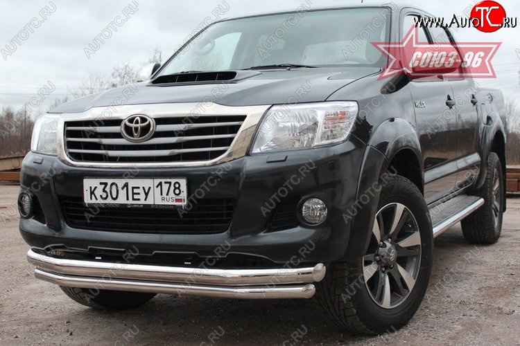 9 629 р. Защита переднего бампера двойная Souz-96 (d76/60) Toyota Hilux AN20,AN30  2-ой рестайлинг (2011-2016)  с доставкой в г. Пермь