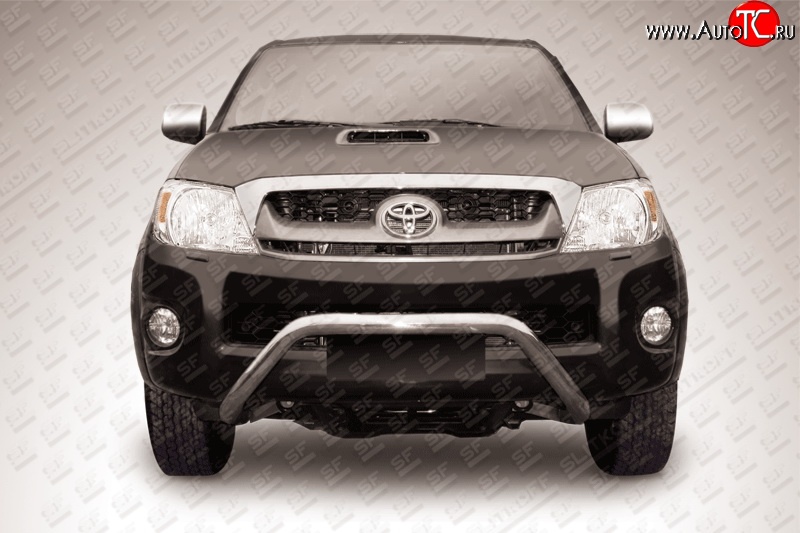31 849 р. Усиленная защита переднего бампера из трубы диаметром 57 мм Slitkoff  Toyota Hilux  AN10,AN20 (2008-2011) 1-ый рестайлинг (Цвет: нержавеющая полированная сталь)  с доставкой в г. Пермь