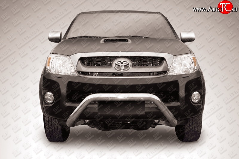 35 549 р. Усиленная защита переднего бампера из трубы диаметром 76 мм Slitkoff  Toyota Hilux  AN10,AN20 (2008-2011) 1-ый рестайлинг (Цвет: нержавеющая полированная сталь)  с доставкой в г. Пермь