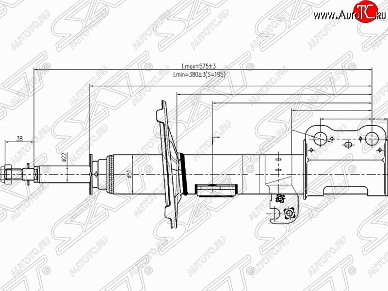 3 799 р. Левый амортизатор передний SAT Toyota Noah 1 дорестайлинг (2001-2004)  с доставкой в г. Пермь