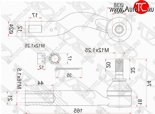 729 р. Правый наконечник рулевой тяги SAT Toyota Ipsum ACM20 дорестайлинг (2001-2003)  с доставкой в г. Пермь