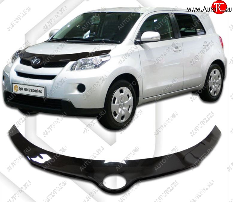 2 399 р. Дефлектор капота CA-Plastiс exclusive  Toyota Ist  XP110 (2007-2016) (Classic черный, Без надписи)  с доставкой в г. Пермь