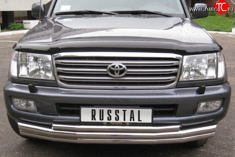 25 999 р. Тройная защита переднего бампера SLITKOFF из труб диаметром по 63 мм Toyota Land Cruiser 100 1-ый рестайлинг (2002-2005)  с доставкой в г. Пермь