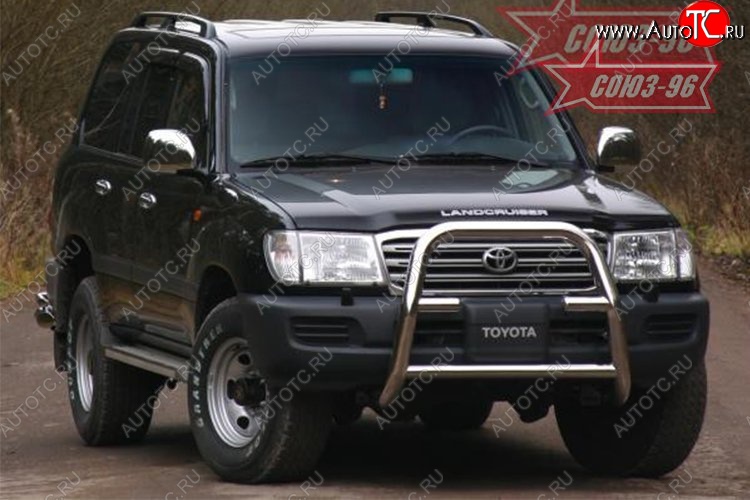 23 039 р. Защита переднего бампера под лебедку Souz-96 (d76) Toyota Land Cruiser 100 1-ый рестайлинг (2002-2005)  с доставкой в г. Пермь