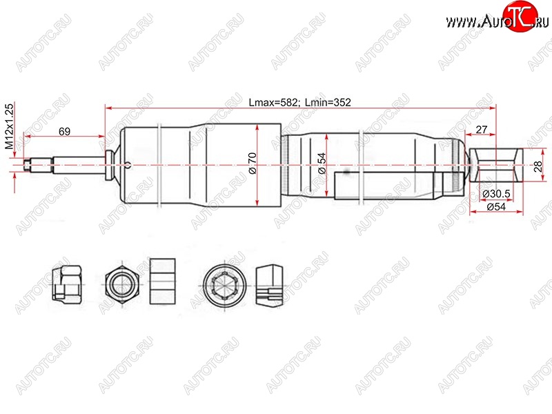 2 579 р. Амортизатор задний LH=RH SAT Toyota Land Cruiser 80 (1989-1997)  с доставкой в г. Пермь