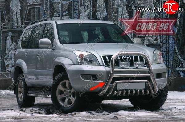 26 009 р. Защита переднего бампера Souz-96 (d76 и 51) Toyota Land Cruiser Prado J120 (2002-2009)  с доставкой в г. Пермь