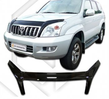 2 899 р. Дефлектор капота CA-Plastic exclusive Toyota Land Cruiser Prado J120 (2002-2009) (серия Classic черный, Без надписи)  с доставкой в г. Пермь. Увеличить фотографию 2