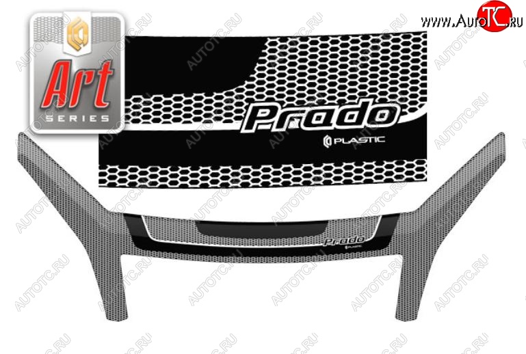3 199 р. Дефлектор капота CA-Plastic exclusive  Toyota Land Cruiser Prado  J120 (2002-2009) (Серия Art черная)  с доставкой в г. Пермь