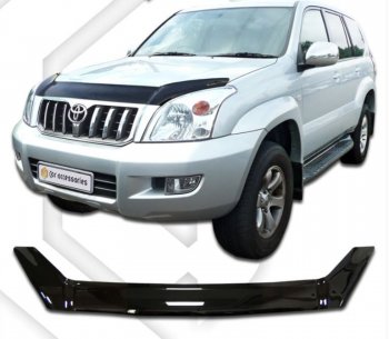 2 379 р. Дефлектор капота CA-Plastic Toyota Land Cruiser Prado J120 (2002-2009) (серия Classic черный, Без надписи)  с доставкой в г. Пермь. Увеличить фотографию 2