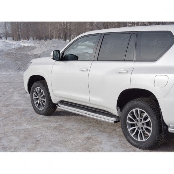 15 999 р. Защита порогов (Ø42 мм, нержавейка) SLITKOFF  Toyota Land Cruiser Prado  J150 (2017-2020) 2-ой рестайлинг  с доставкой в г. Пермь. Увеличить фотографию 3